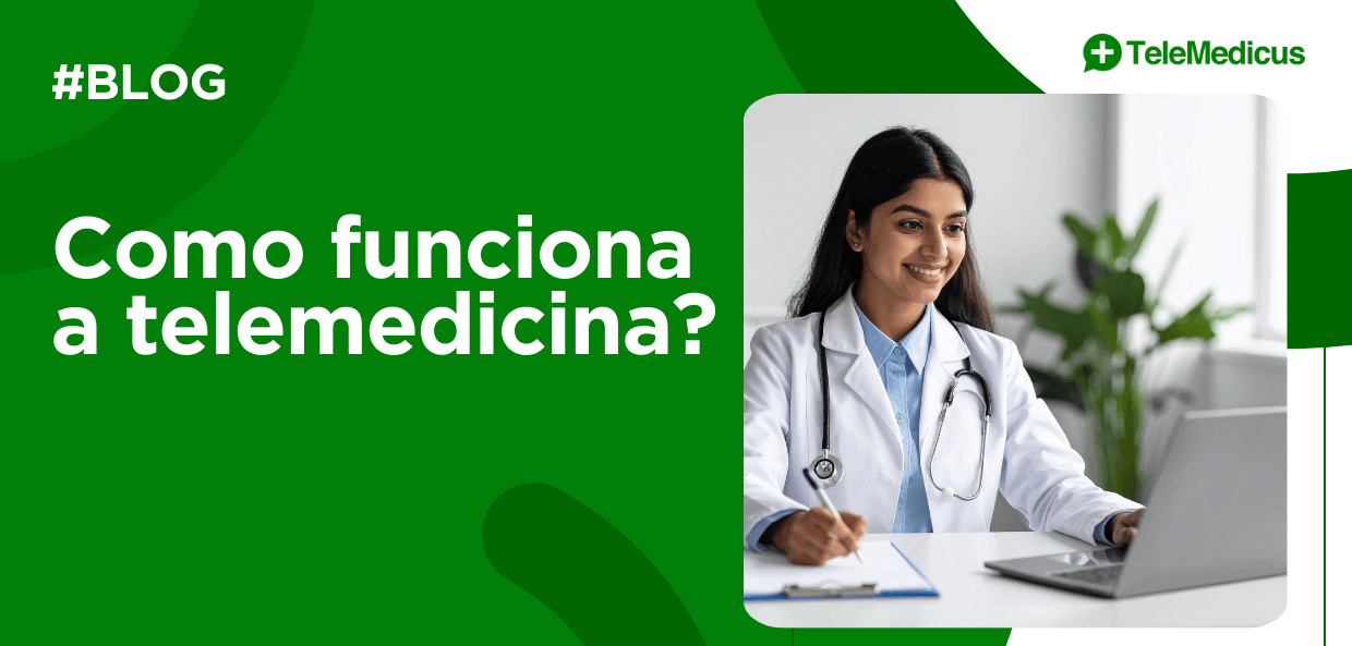 Médica realizando atendimento online pelo computador em plataforma digital de saúde, exemplo prático de como funciona a telemedicina.
